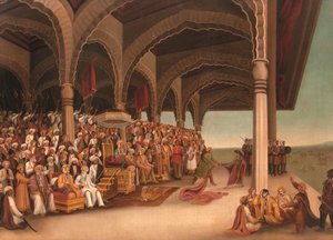 Bez tytułu (Rozbieranie się Draupadi), ok. koniec XIX wieku (olej na płótnie) autorstwa School Bengali