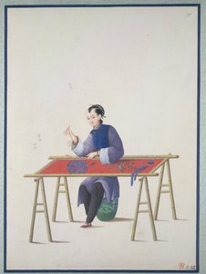 Haft kobieta, ok. 1800 (akwarela na papierze) autorstwa School Chinese
