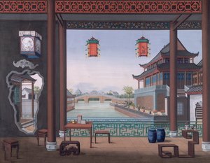 Dodać. Lub. 2194 Rysunek wnętrza domu chińskiego urzędnika autorstwa School Chinese