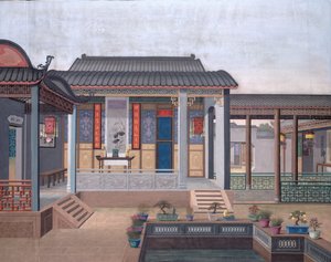 Dodać. Lub. 2196 Rysunek wnętrza domu chińskiego urzędnika autorstwa School Chinese