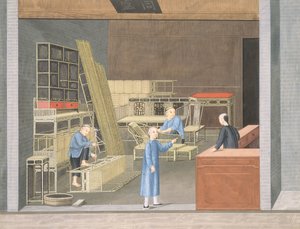 Bambusowy sklep meblowy (gwasz i akwarela na papierze) autorstwa School Chinese