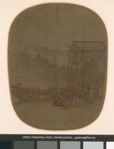 Łodzie na kotwicy, dynastia Southern Song, ok. 1150-1200 (atrament i kolor na jedwabiu) autorstwa School Chinese