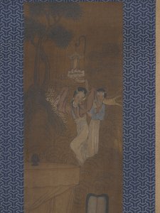 Pięć kobiet w procesji (tusz i kolor na jedwabiu) autorstwa School Chinese