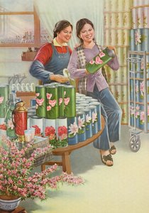"Kwiaty przyjaźni", plakat propagandowy z czasów chińskiej rewolucji kulturalnej autorstwa School Chinese
