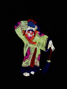 Męska postać. Malowane cięcie papieru lub "Jian Zhi", chińska sztuka ludowa, Pekin. autorstwa School Chinese