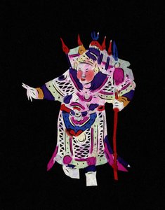 Męska postać z opery pekińskiej. Malowane cięcie papieru lub "Jian Zhi", chińska sztuka ludowa, Pekin. autorstwa School Chinese