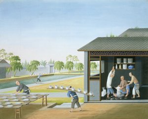 Produkcja porcelany, Chiny, ok. 1820 (gwasz na papierze) autorstwa School Chinese