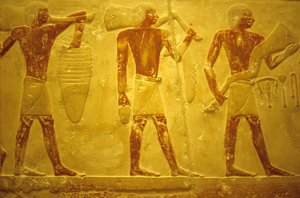 Ancient Egypt, Wall carving/painting, Mastaba/Tomb of Idout, Saqqara, 2323-2150 BC, Bearers with offerings (photo) autorstwa School Egyptian