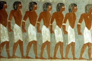 Starożytny Egipt, Malowidło ścienne, Związani jeńcy, Malowidło niekompletne, Grobowiec Horemheba autorstwa School Egyptian