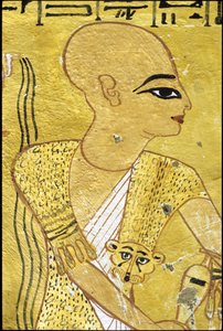 Muinainen Egypti, Seinämaalaus Inherkhaun hauta, Thebes, Aatelisten hauta, 20. dynastia, Pappi kaatamassa juomia Inherkhaun (valokuva)kiillotukseen autorstwa School Egyptian