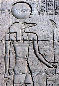 Starożytny Egipt, malowidło ścienne/rzeźba, Sebek niosący ankh autorstwa School Egyptian