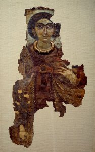 Sztuka koptyjska: całun kobiety zwanej damą z krzyżem ansee. Malarstwo na płótnie lnianym (IV wne) Antinoe. autorstwa School Egyptian