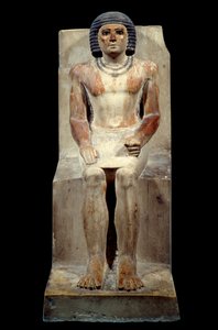 Starożytność egipska: wapienna statuetka Kaia, zarządcy szakala. Z Sakkary. Stare imperium, 5. dynastia. Paryż, Luwr autorstwa School Egyptian