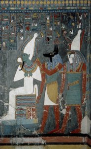 Luksor, Teby: Dolina Królów, grobowiec Horemheba (-1343 - -1314), egipskiego faraona, na którym pojawia się bogini Izyda. autorstwa School Egyptian