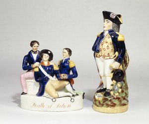 Grupa portretowa Staffordshire na temat śmierci Nelsona autorstwa School English