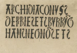 Barton pod Needwood Church - inskrypcje: faksymile tuszu, bd [?XVIII w.] (rysunek) autorstwa School English