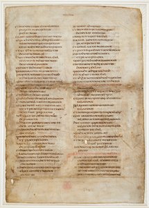 Fragment Biblii z Księgi Królów ("Liść Greenwella" z "Biblii Ceolfrith lub Ceolfrid") (tusz na pergaminie)