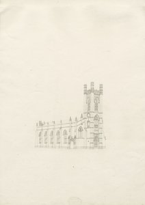 Burton-upon-Trent - Kościół Świętej Trójcy: rysunek, nd [?1820] (rysunek) autorstwa School English