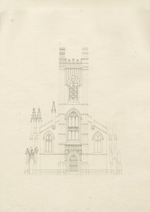 Burton-upon-Trent - Kościół Świętej Trójcy: rysunek, nd [?1820] (rysunek) autorstwa School English