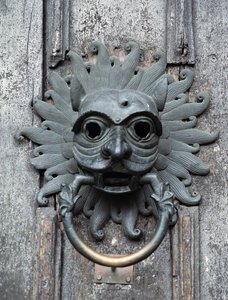 Durham Cathedral Sanctuary Knocker, kopia oryginału z brązu z XII wieku (zdjęcie) autorstwa School English
