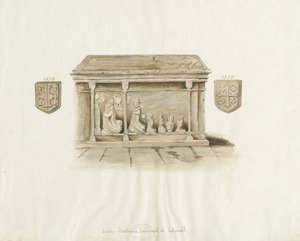 Kościół Eccleshall: grób biskupa Benthama: malarstwo akwarelowe, bd [?XIX w.] (malarstwo) autorstwa School English