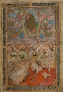 Księga Rodzaju, staroangielski Heksateuch, Cotton MS Claudius B IV f.2r, ok. 1025-1200 (tusz na pergaminie) autorstwa School English