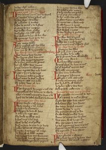 Harley MS 2558 f.8r, Novele cirurgerie, fragment (365 linii). Zbiór przepisów medycznych w wierszu anglo-normańskim (welum) autorstwa School English