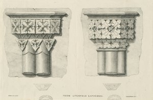 Wnętrze katedry w Lichfield - Rzeźbione liście: litografia i [?XIX w.] (druk) autorstwa School English
