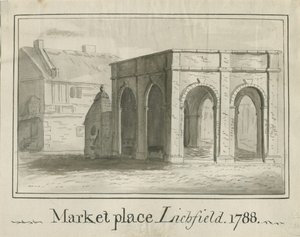 Lichfield - Market Place: rysunek w sepii autorstwa School English