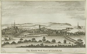 Lichfield - South West View: miedzioryt, nd [koniec XVIII w.] (druk) autorstwa School English