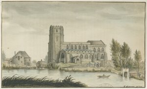 Lichfield – kościół św. Czadu: malarstwo akwarelowe i [? XVIII wiek] (malarstwo) autorstwa School English
