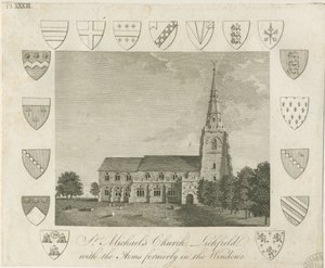 Lichfield - Kościół św. Michała: grawerowanie i [?koniec XVIII wieku] (druk) autorstwa School English