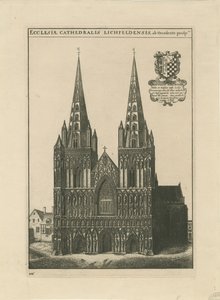 Katedra w Lichfield - Front Zachodni: grawerowanie i [?koniec XVII wieku] (druk) autorstwa School English