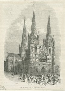 Katedra w Lichfield - front zachodni: drzeworyt, bd [1843] (druk) autorstwa School English