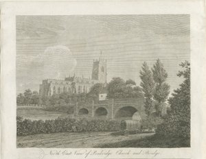 Penkridge Town - Church and Bridge: grawerowanie, nd [koniec XVIII w.] (druk) autorstwa School English