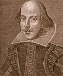 Portret Williama Szekspira, rytowany przez Martina Droeshouta (ok. 1560-c.1642) autorstwa School English