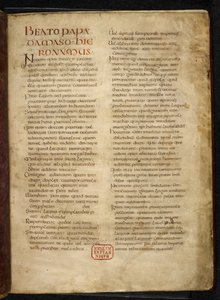 Królewski MS Q E VI f.2r Strona z Ewangelii (