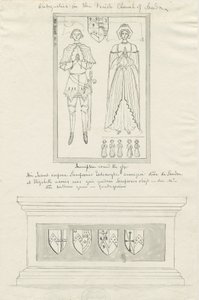 Sandon Church - Tomb of Sampson Erdeswick and Elizabeth [Szary]: rysunek piórem i tuszem, nd [?XVIII wiek] (rysunek) autorstwa School English