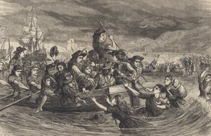 Dzikie gęsi – jakobiccy żołnierze irlandzcy opuszczają Limerick do Francji w 1691 r. (rycina) autorstwa School English