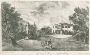 Tixall Hall i Gatehouse: litografia, bd [c 1833] (druk) autorstwa School English
