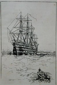 „Zwycięstwo” w Anchor, Portsmouth (grawerowanie) autorstwa School English