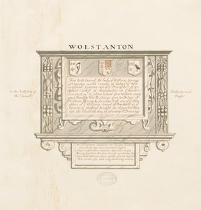 Kościół Wolstanton - Wall Monument to William Yonge of Caynton: rysunek piórem i praniem, nd [?XIX wiek] (rysunek) autorstwa School English