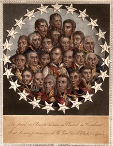 Bohater po zwycięstwie - Dni uczciwości w Radzie, w walce - są prawdziwym dziedzictwem i dobrem państwa. (Gressets) - 1. marengo. dessaix. 2. Montebello. linie. 3. austerlitz. rap. 4. eckmuel. śniady. 5. kwiat. Jourdan. 6. wagram. berthier autorstwa School French