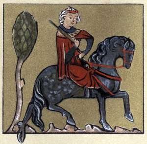 Trubadur średniowiecza, ilustracja z „Histoire de la Literature Francaise” Hermanna Suchiera autorstwa School French