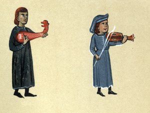 Trubadur średniowiecza, ilustracja z „Histoire de la Literature Francaise” Hermanna Suchiera autorstwa School French