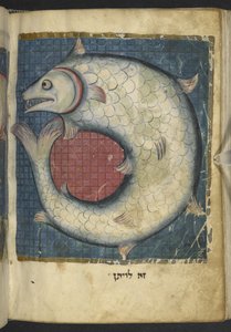 Dodaj MS 11639 f.518v The Lewiatan, z Miscellany biblijnych i innych tekstów ("Miscellany Północnej Francji" lub wcześniej "Miscellany British Museum") autorstwa School French