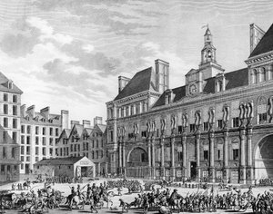 Atak oddziałów Konwentu na dom publiczny (ratusz) 29 lipca 1794 r. w Paryżu. Paryż, Biblioteka Instytutu Historii Rewolucji autorstwa School French