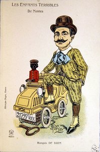 Karykatura markiza de Dion, ok. 1900 (kolor lito) autorstwa School French