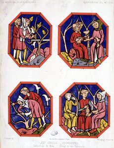 Corporation des vignerons - witraże winiarzy z Cathedrale du Mans autorstwa School French