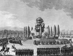 Rewolucja francuska: Republikańska fete des victoires au champs de mars w Paryżu podczas 10. Prairial IV (29 maja) autorstwa School French